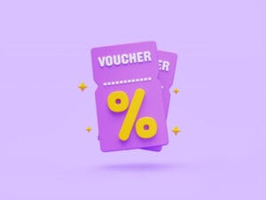 Voucher Icon Sale Buy Special Discount Promotion Marketing Purchase Checkout E Commerce Online Shopping 3d Illustration